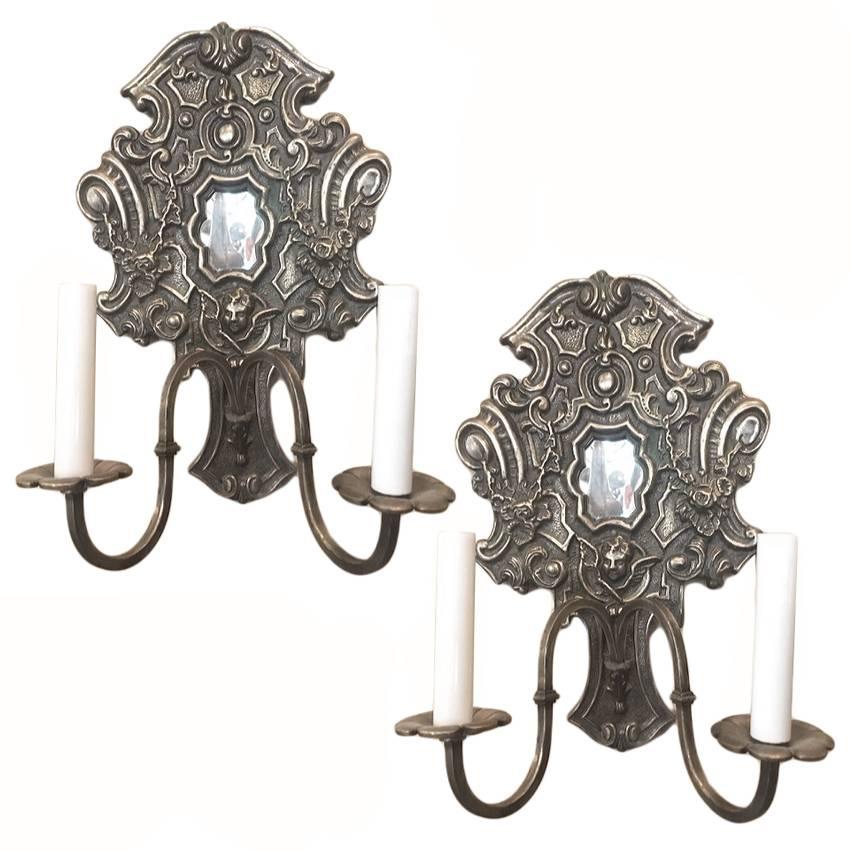 Italian Silver Plated Sconces For Sale
