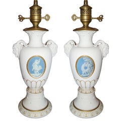 Antique Wedgwood Porcelain Table Lamps