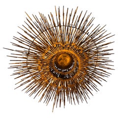 Gilt Iron Sunburst Light Fixture