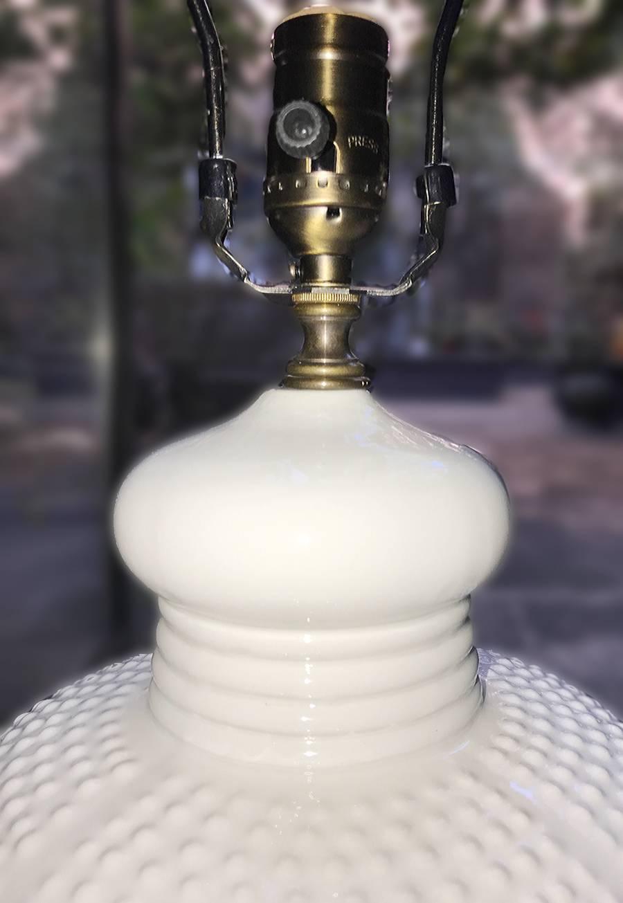 Glazed Pair of White Porcelain Table Lamps
