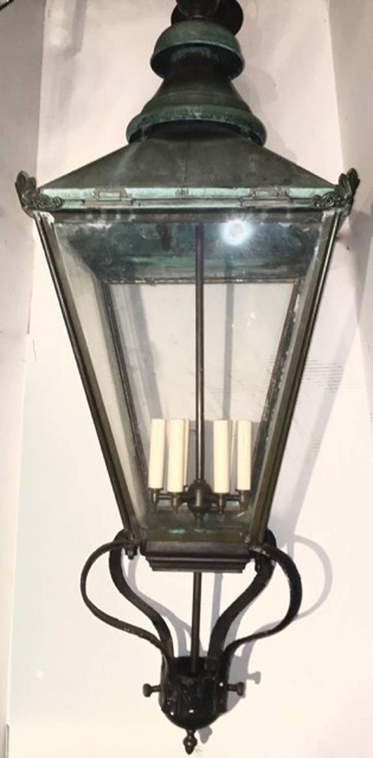 English copper lantern with original patina.
 62