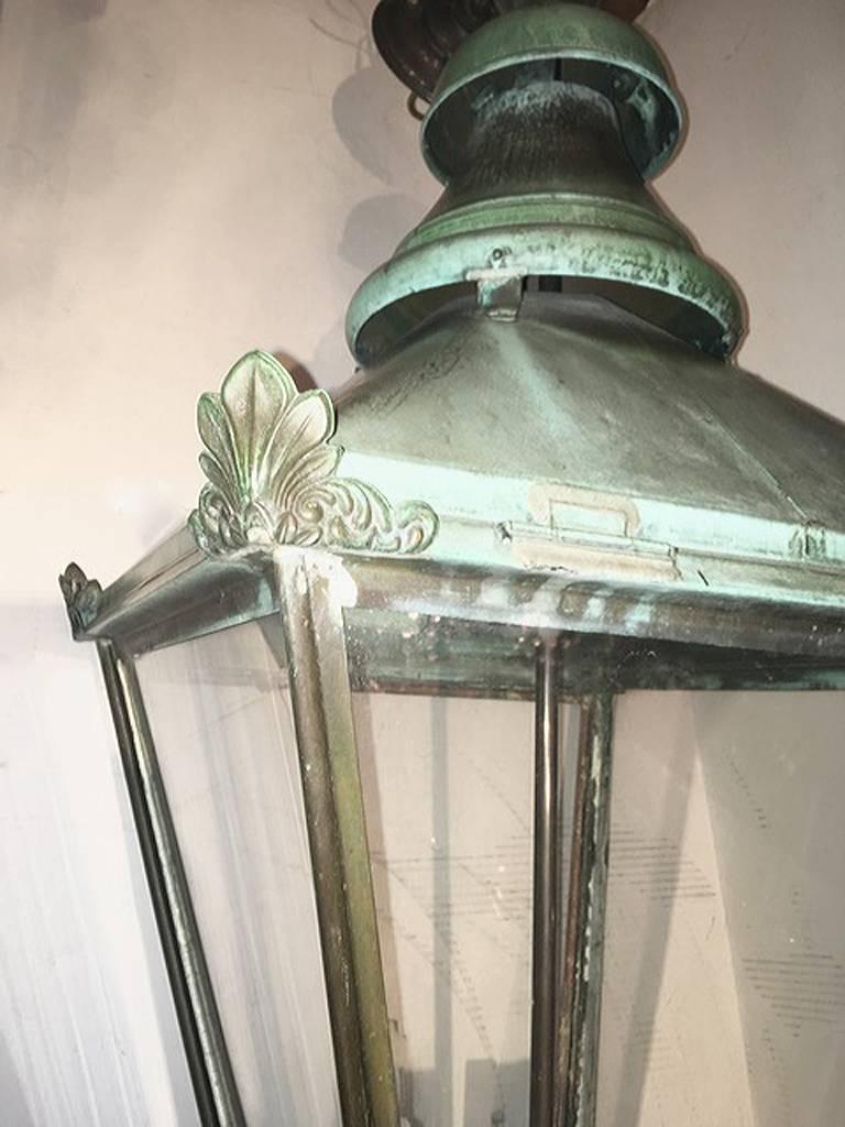 Patinated Large Copper Lantern For Sale