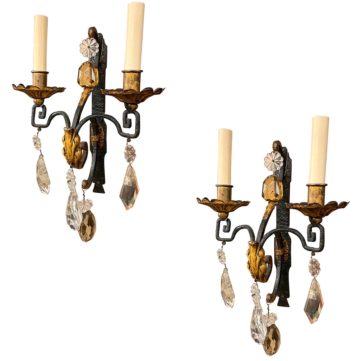 Iron Sconces with Crystals