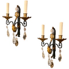 Iron Sconces with Crystals