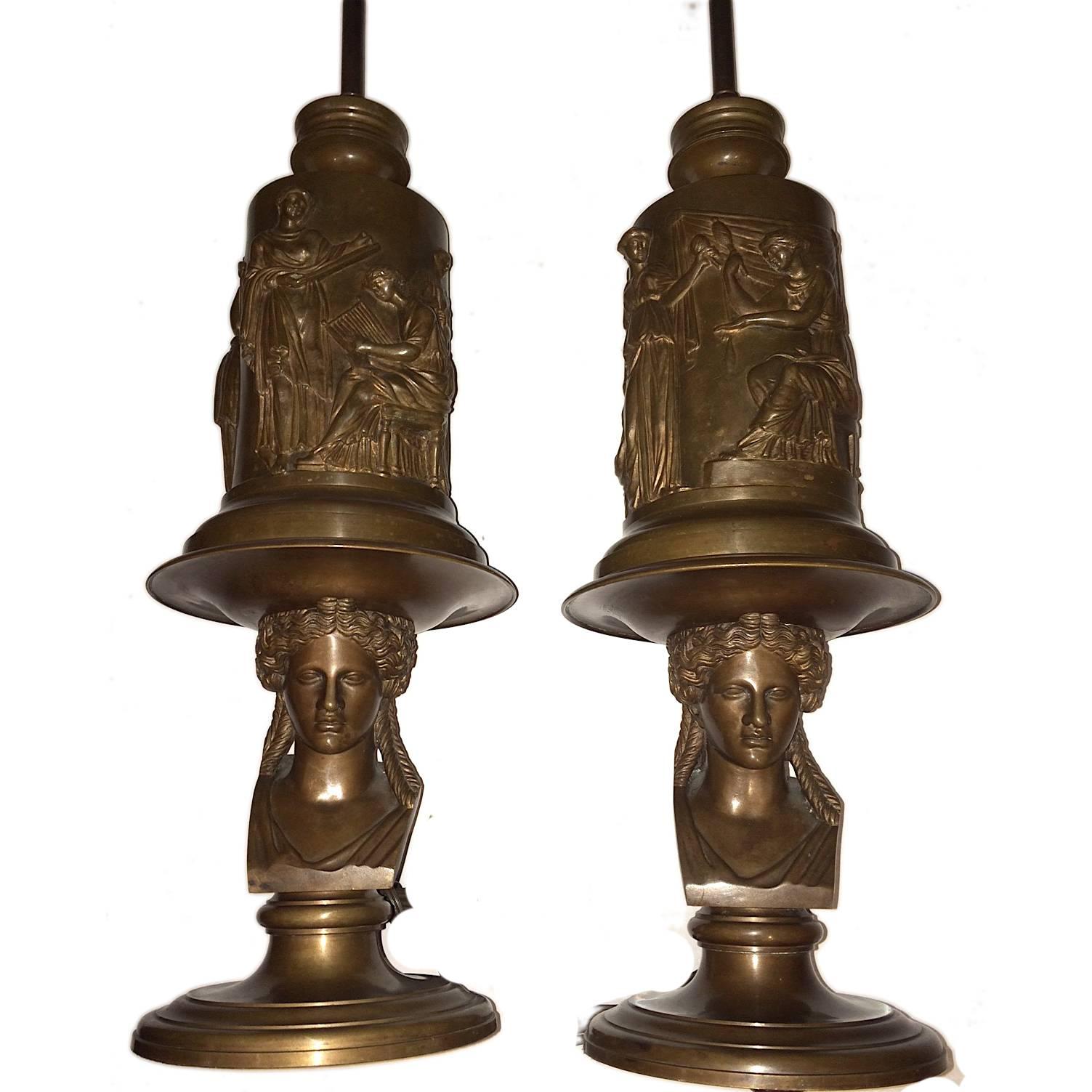 Importantes lampes de table Barbedienne en vente