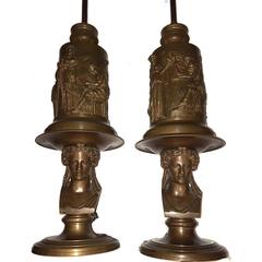 Antique Important Barbedienne Table Lamps