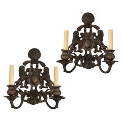 Set of Four American Neoclassic Bronze Sconces, Sold Per Pair