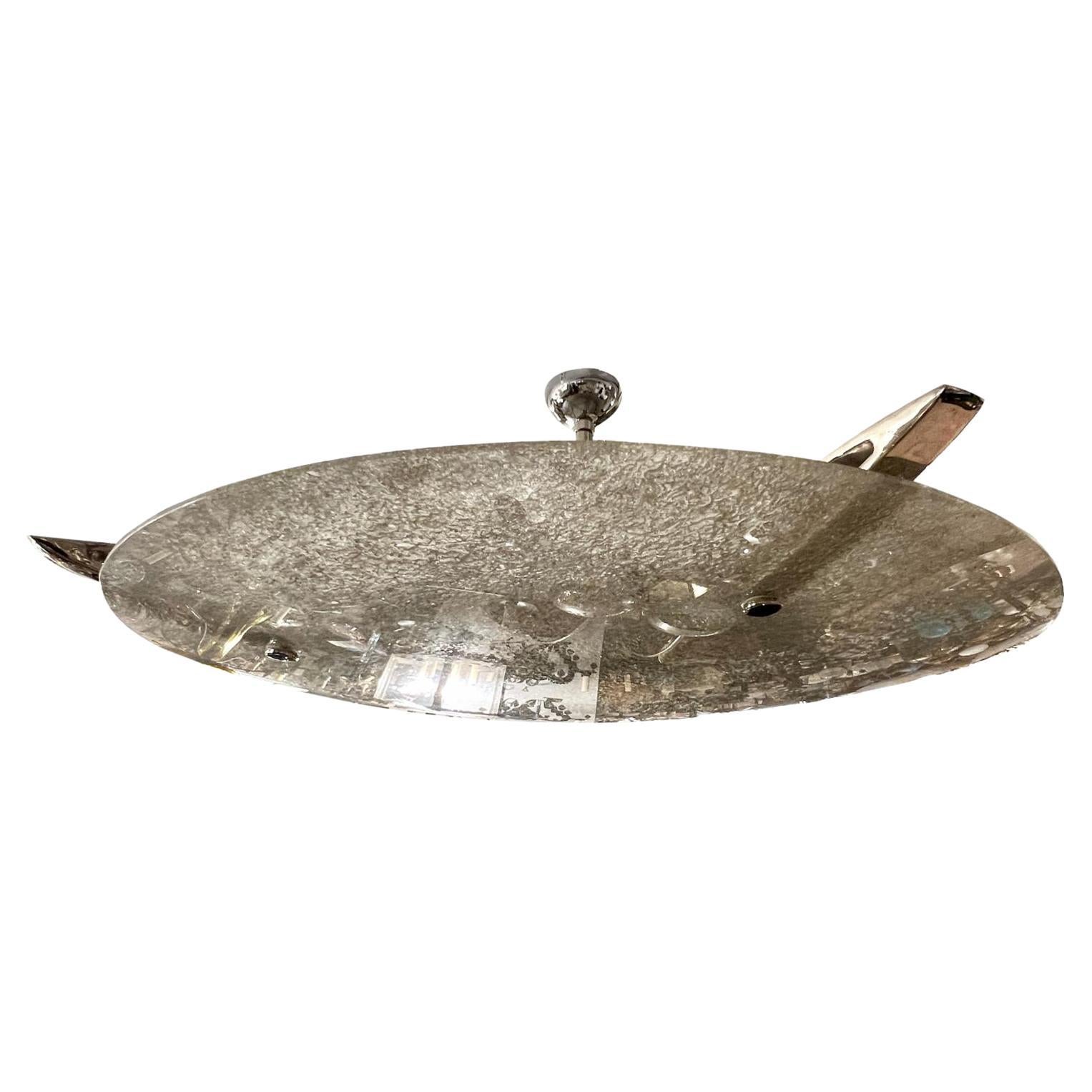 Large Moderne Glass Light Fixture For Sale