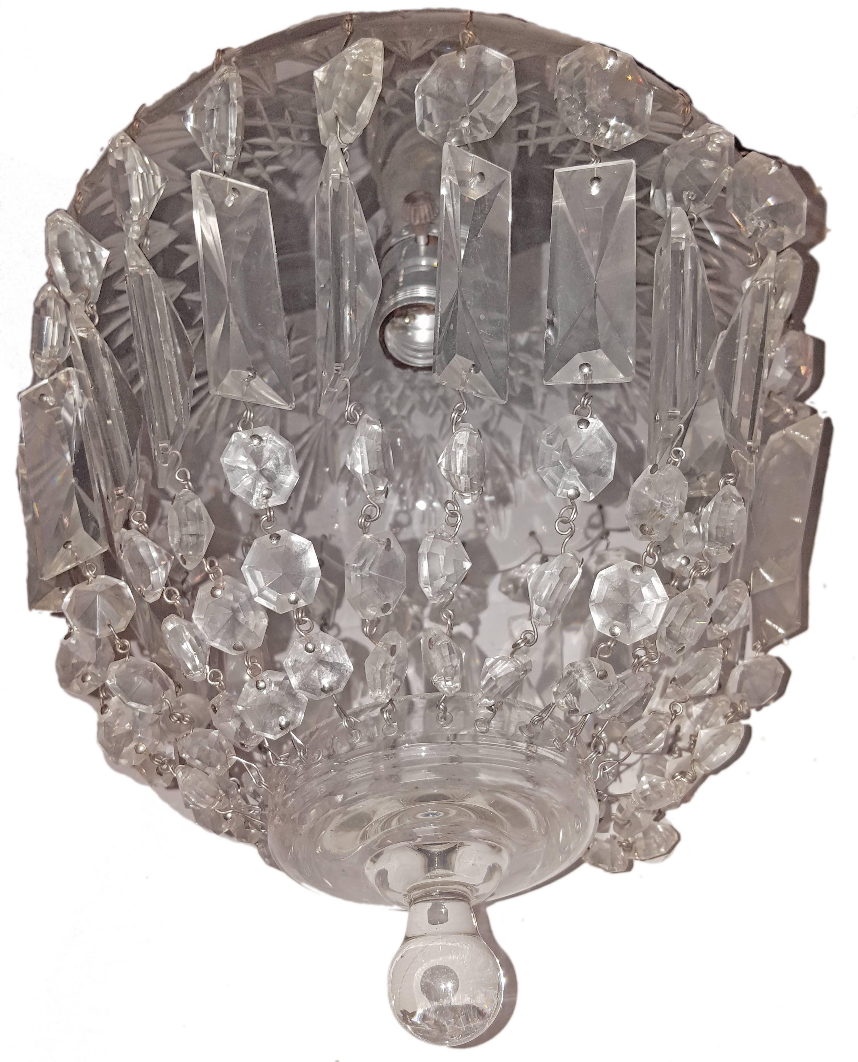 Cut Crystal Lantern In Good Condition For Sale In New York, NY