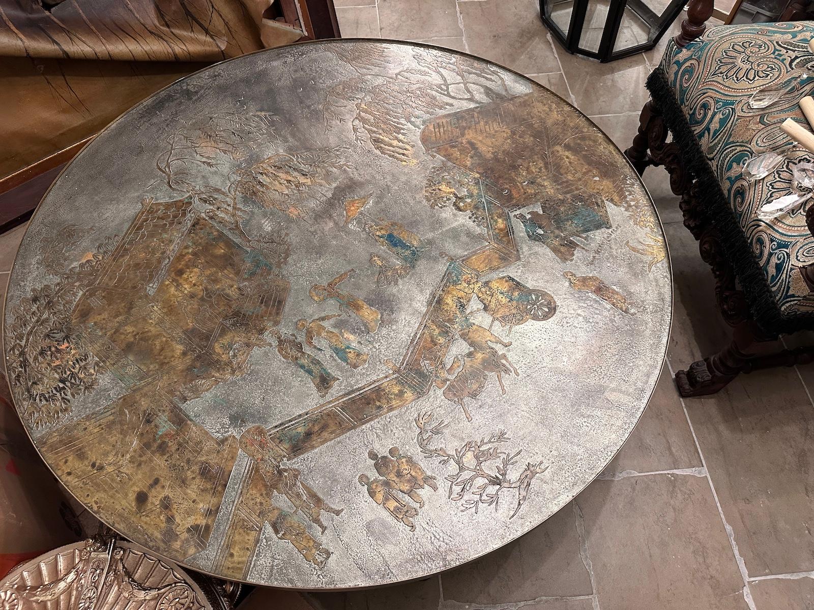 American Large Round Coffee Table by LaVerne For Sale