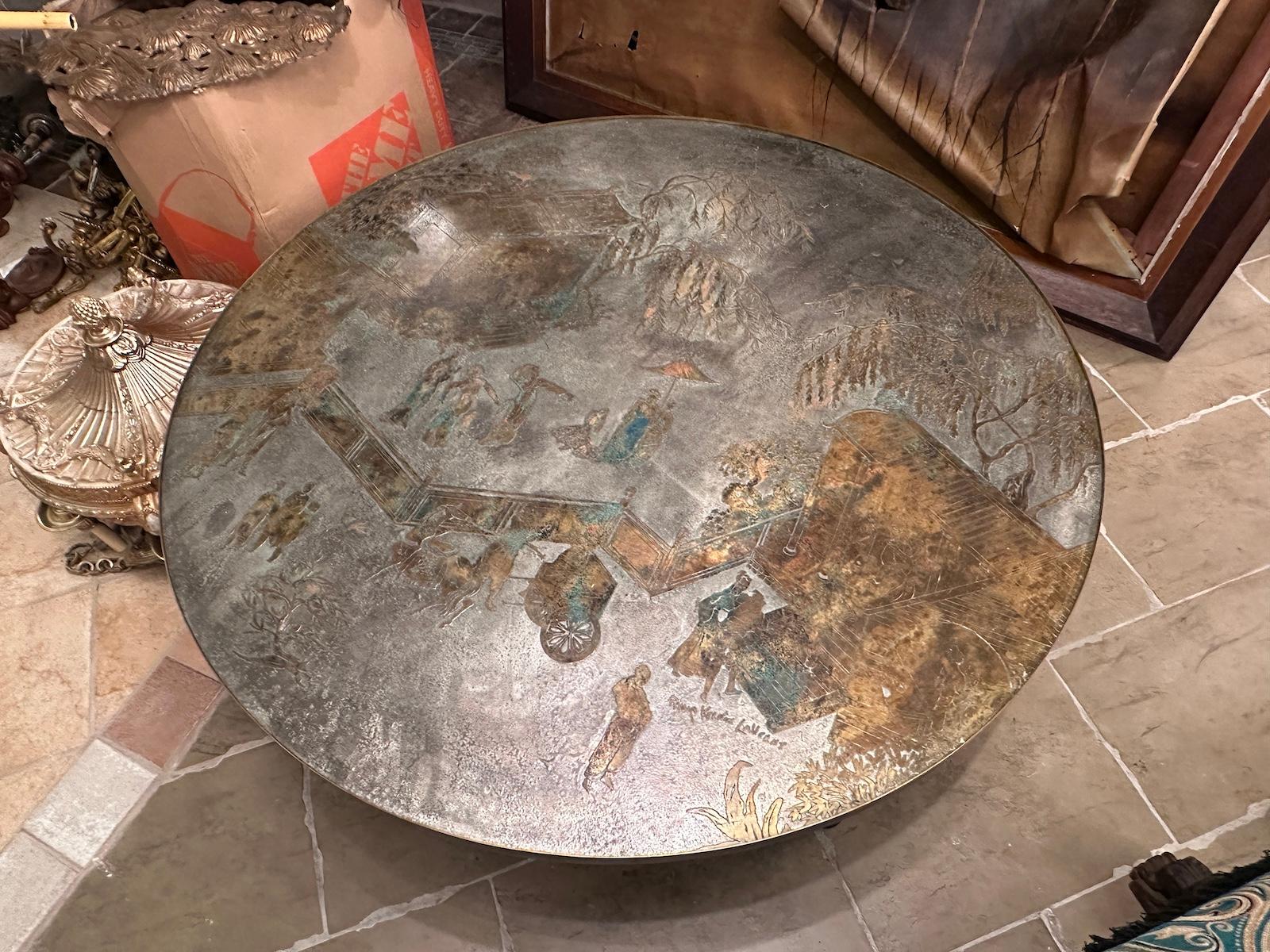 Large Round Coffee Table by LaVerne In Good Condition For Sale In New York, NY