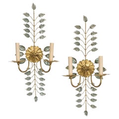 Set französischer Wandleuchter aus vergoldetem Metall, Paar verkauft