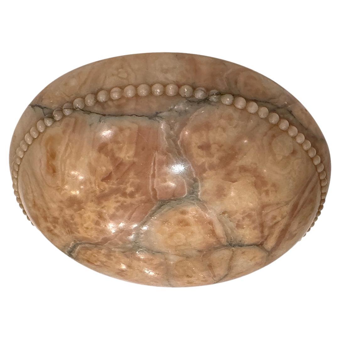 Apparecchio di illuminazione in alabastro neoclassico ambrato