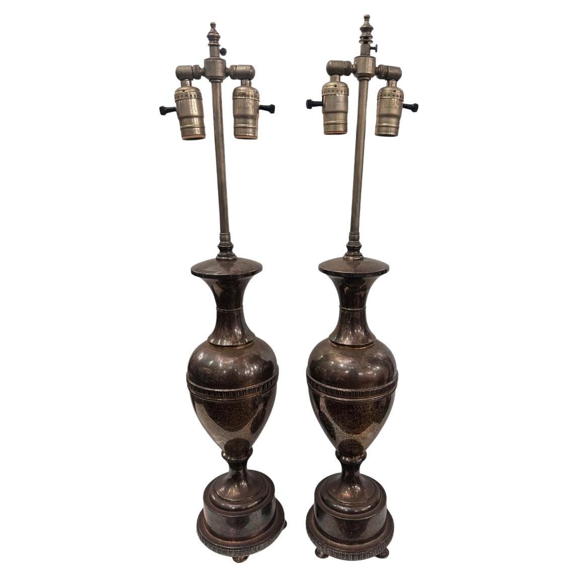 Pair of Silver Plated Table Lamps