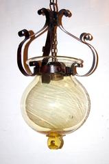 Blown Amber Glass Lantern