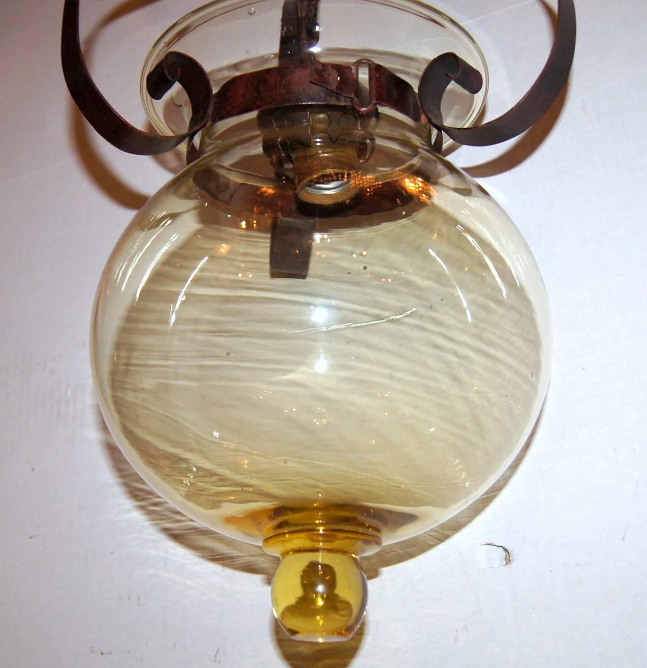 Italian Blown Amber Glass Lantern For Sale