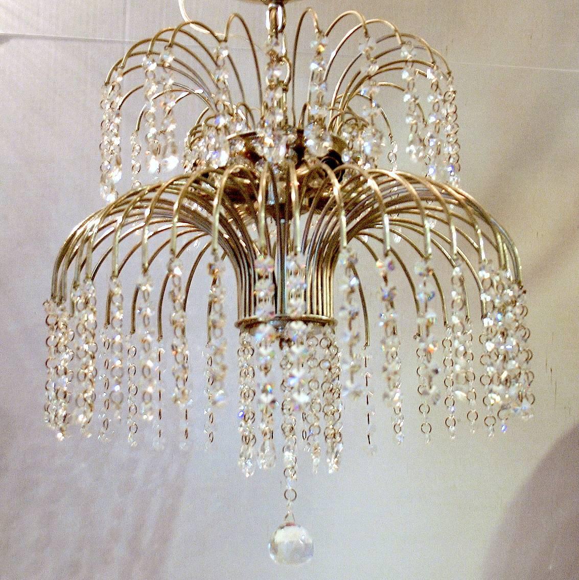 French Nickel-Plated Fixture with Crystals For Sale
