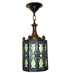 Bronze and Leaded Glass Lantern