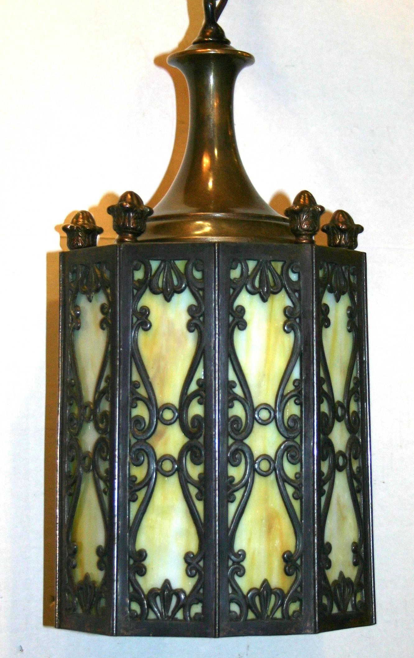 Early 17th Century Bronze and Leaded Glass Lantern For Sale