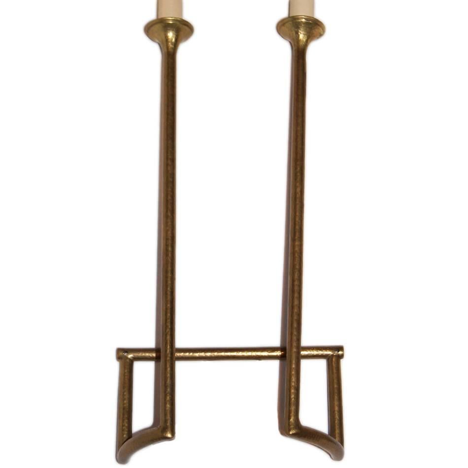 Italian Set of Four Moderne Style Brass Sconces For Sale