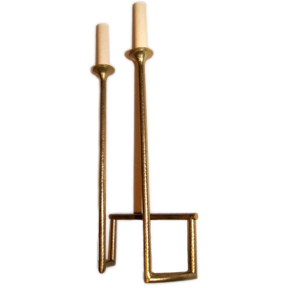 Mid-20th Century Set of Four Moderne Style Brass Sconces For Sale