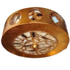 Apparecchio di illuminazione in metallo dorato con vetro al piombo