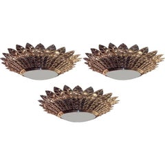 Set di grandi lampade a raggiera placcate in argento, vendute singolarmente