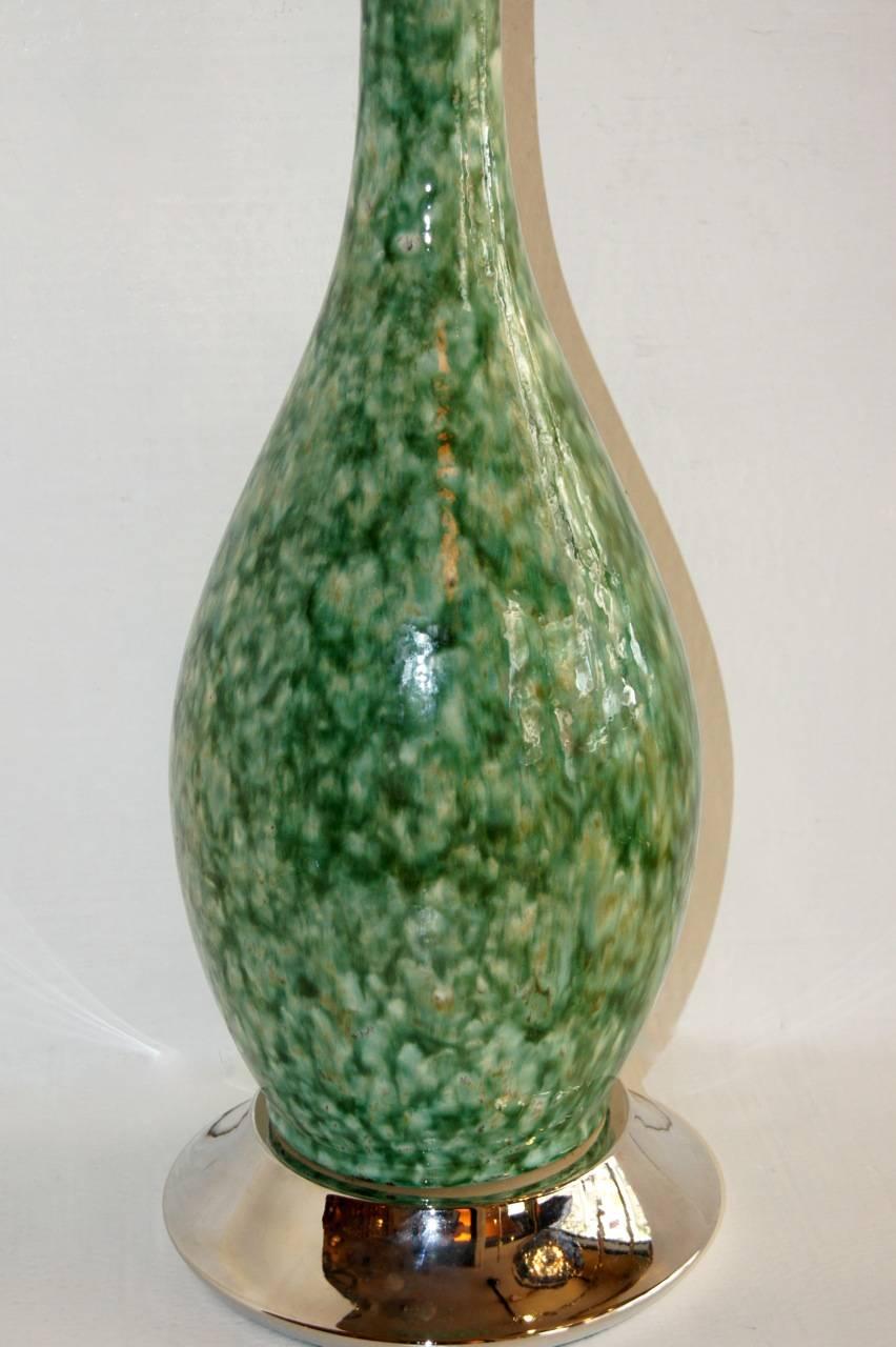 Large Mid Century Green Table Lamp For Sale 1