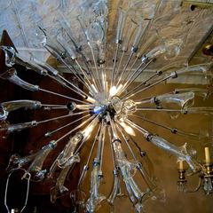 Large Mid-Century Sputnik Chandelier with Flower Insets