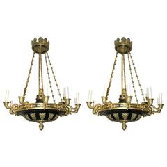 Pair of Large Empire Chandeliers 10