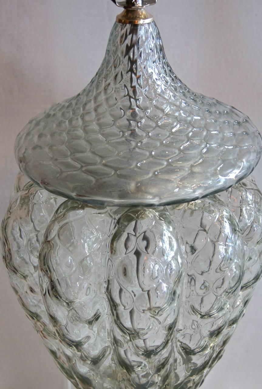 Italian Pair of Large Murano Glass Table Lamps For Sale