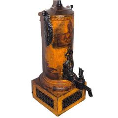 Single Tole Lamp with Painted Decoration