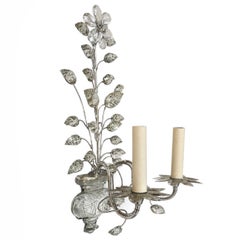 Set of French Sconces with Molded Glass Leaves. Sold in Pairs