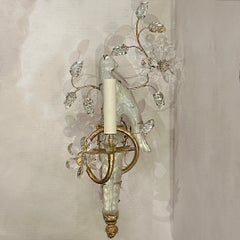 Set of 4 Vintage French Glass Birds Gilt Sconces.Sold in pairs.