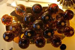 Italian Moderne Oval Light Fixture with Amber Glass Globes