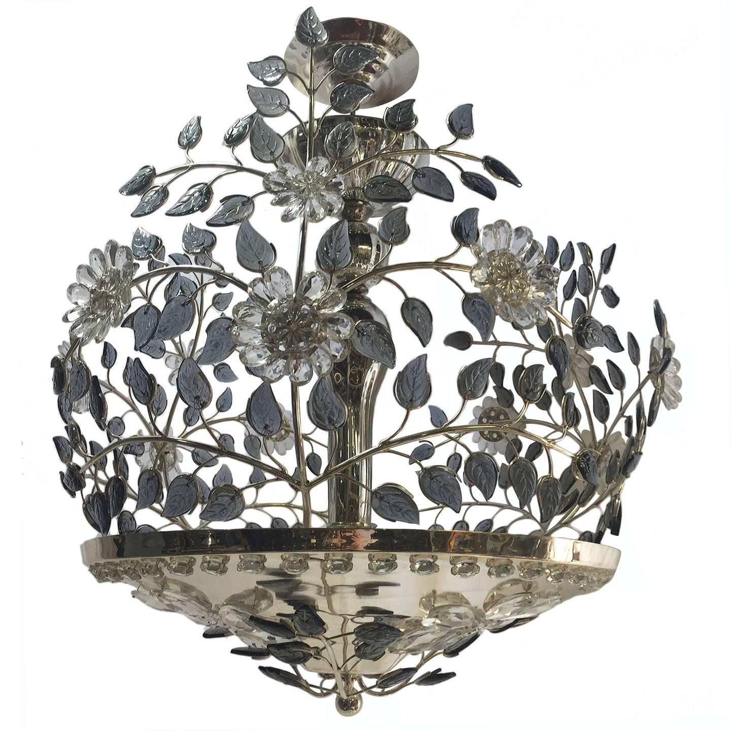Silver Plated Fixture with Crystals For Sale at 1stDibs