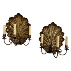 Set di grandi lampade a conchiglia in bronzo, vendute a coppia