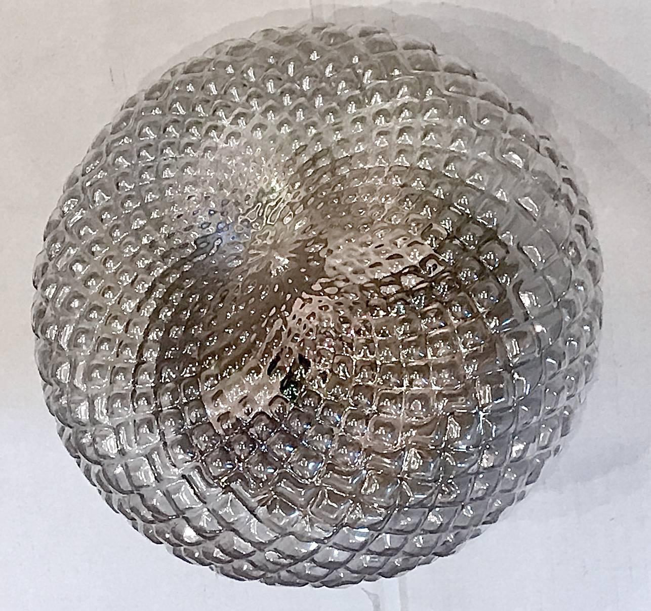 Mid-20th Century Flush Mounted Glass Light Fixture