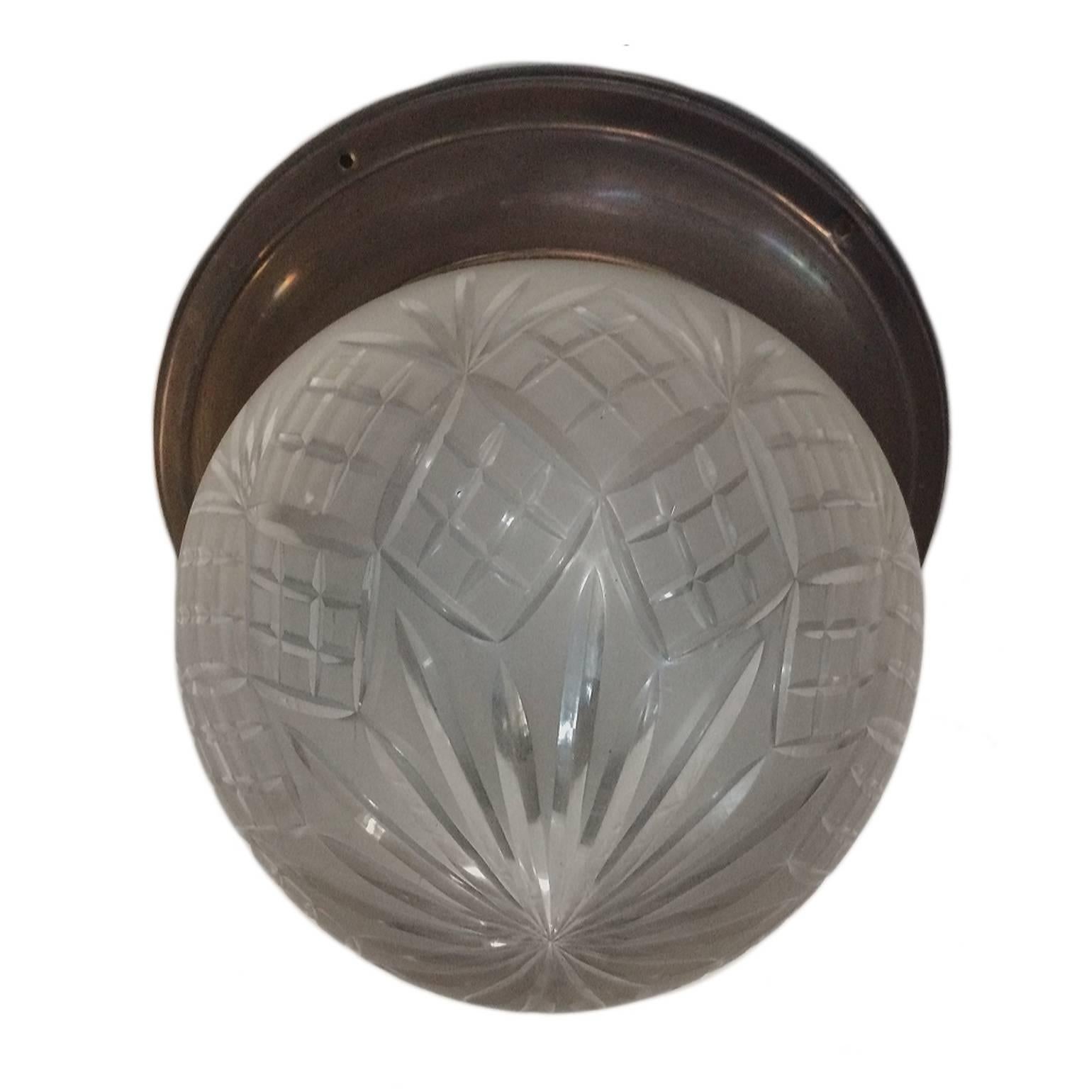 Etched Glass Light Fixture For Sale at 1stdibs