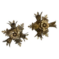 Set of Vintage Silver-Leaf Flush Fixtures, Sold Individually
