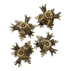 Set of Vintage Silver-Leaf Flush Fixtures, Sold Individually