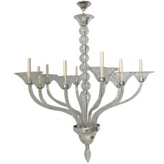 Vintage Clear Murano Glass Chandelier
