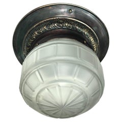 Antique Set of 3 Flush-Mounted Light Fixtures, Sold Individually