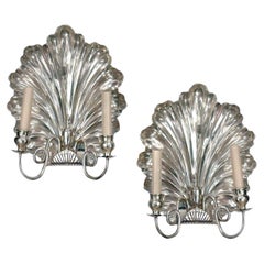 Set of Silvered Shell Sconces, Sold per Pair