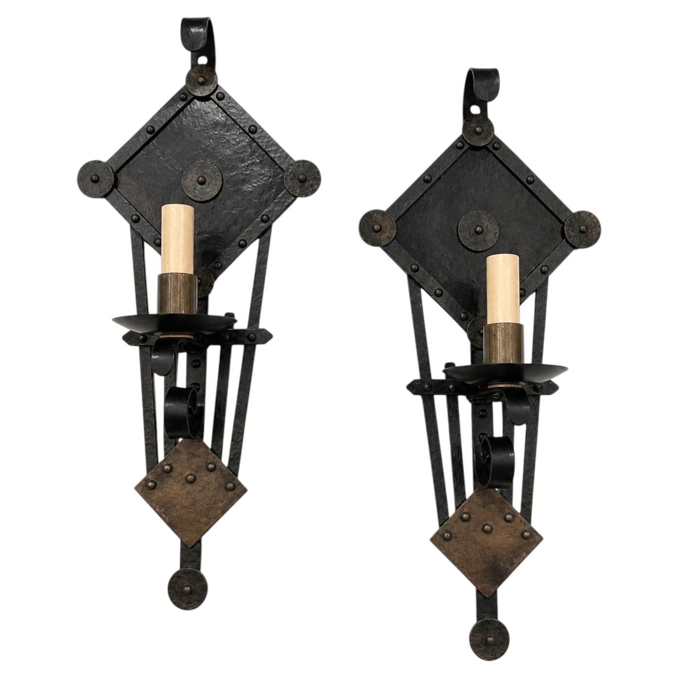 Set of Iron Sconces, Sold per Pair