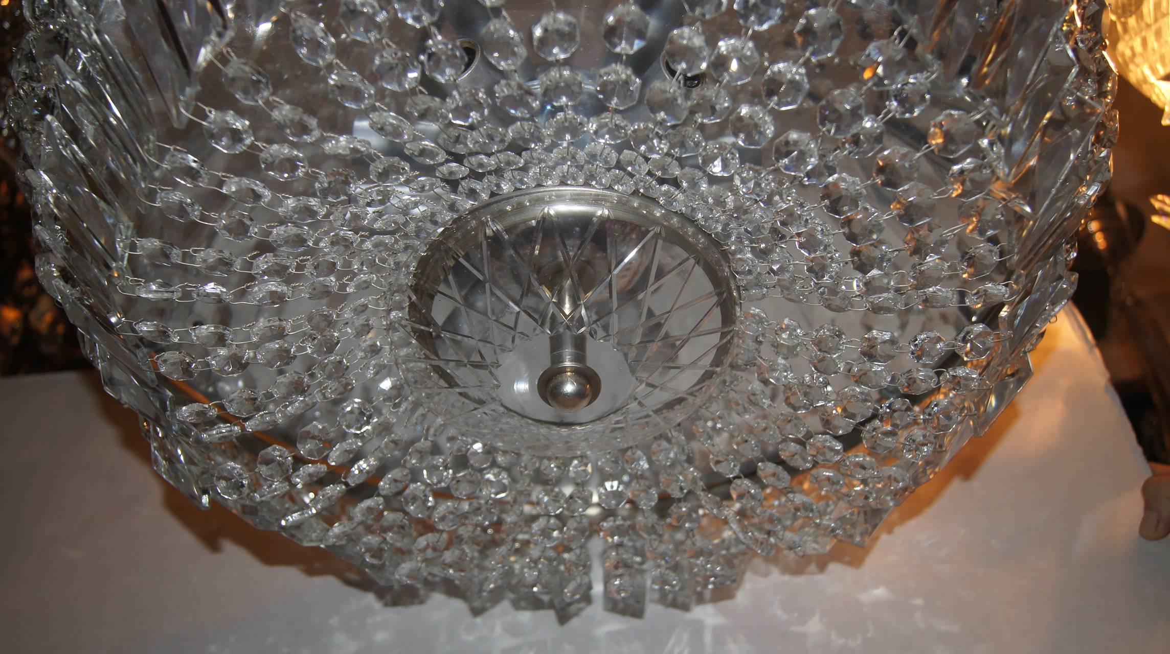 French Crystal Flush Mount Light Fixture