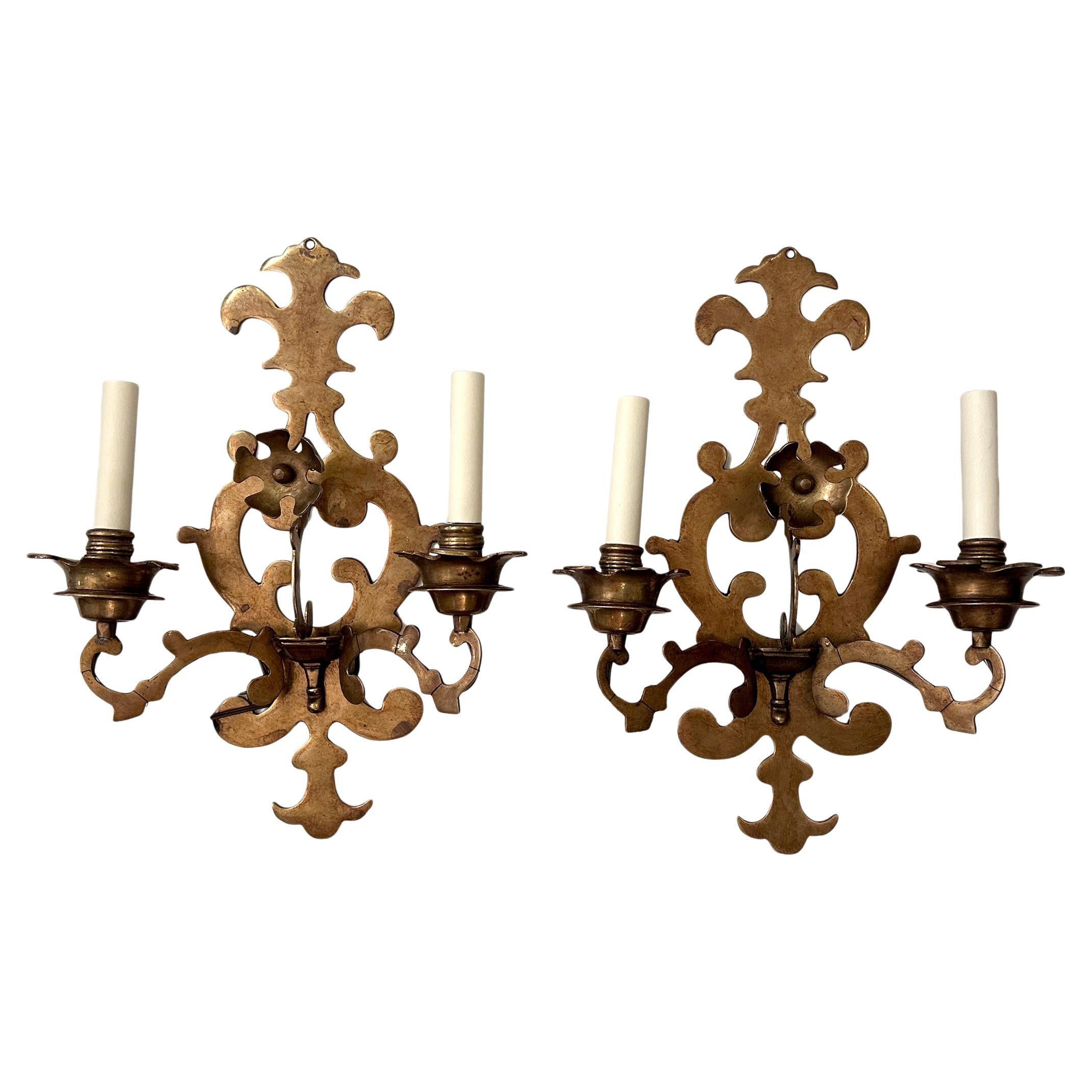 Coppia di lampade olandesi in bronzo