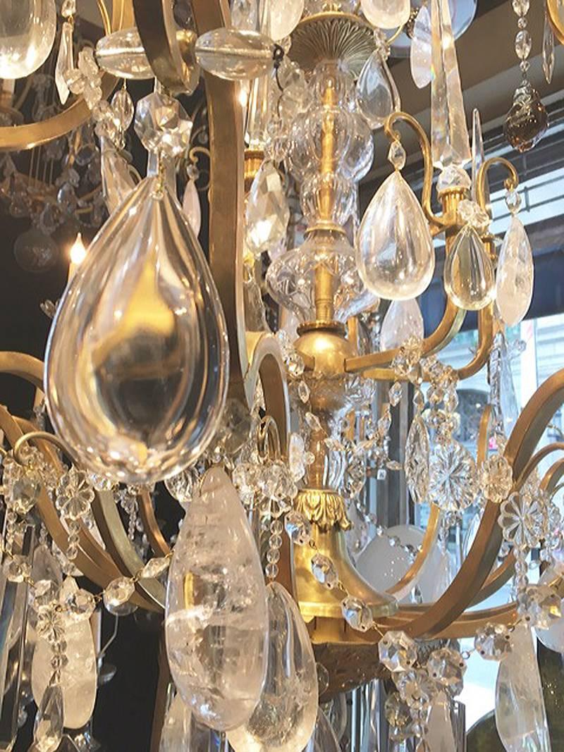 French Large Neoclassic Rock Crystal Chandelier