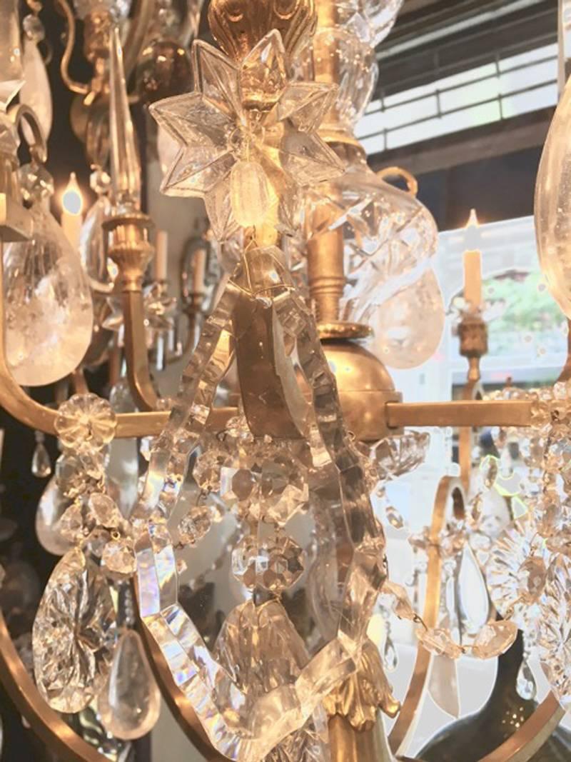 Large Neoclassic Rock Crystal Chandelier In Good Condition In New York, NY
