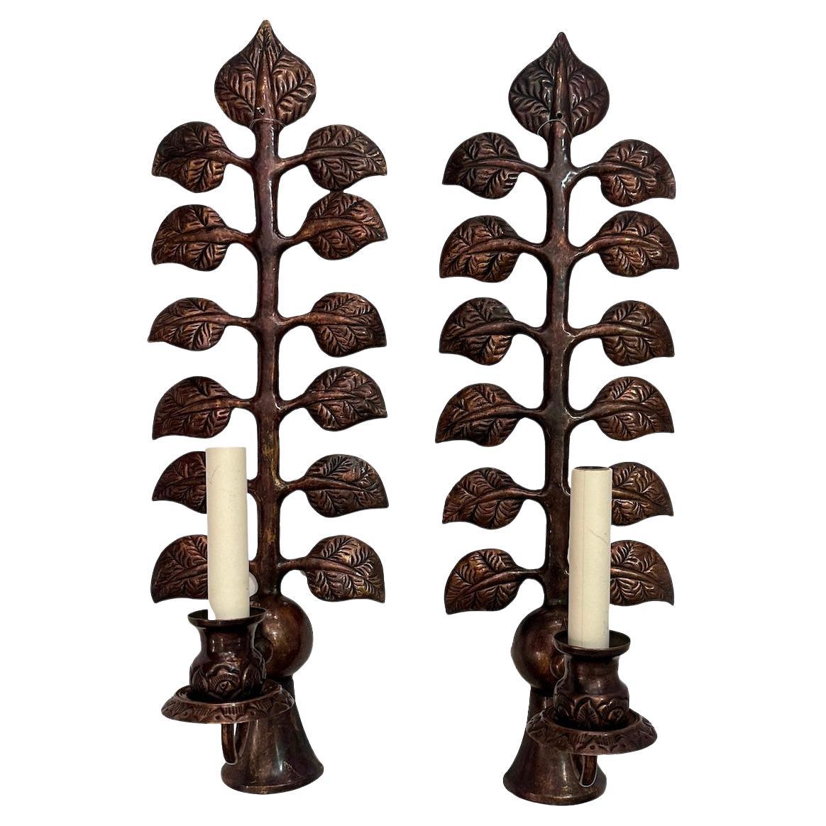 Set of 4 French Repousse Sconces. Sold per Pair. For Sale